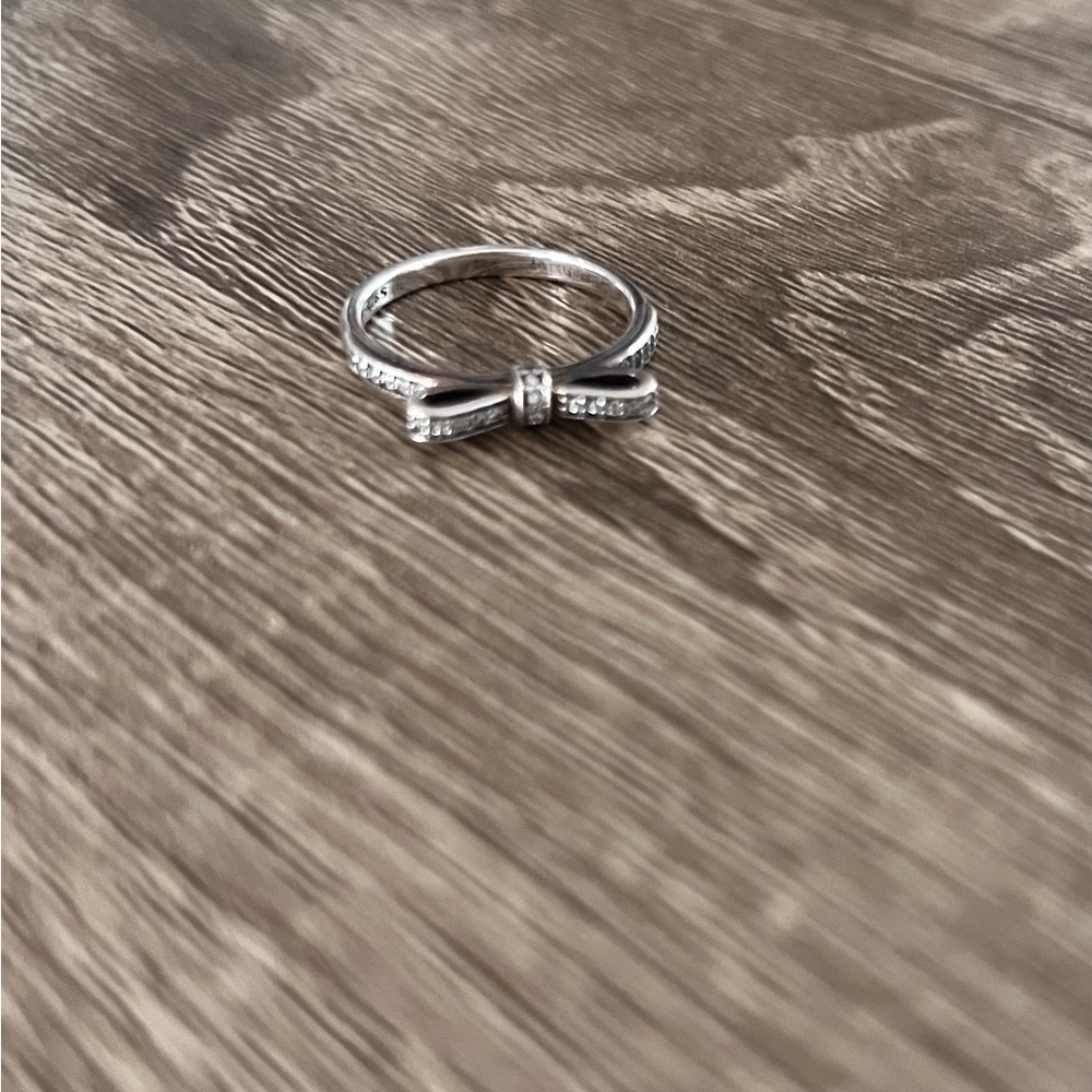 Pandora Silver Bow Accent Ring - Women Jewelry